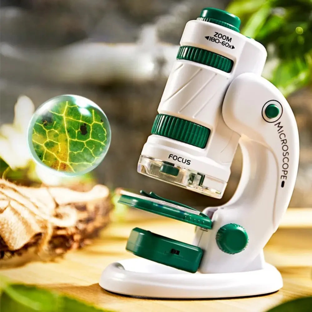60–180x Zoom Pocket Microscope for Kids – LED Portable Science Discovery Kit