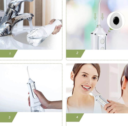 Portable Dental Water Flosser – Rechargeable, Adjustable Pressure, 5 Jet Tips
