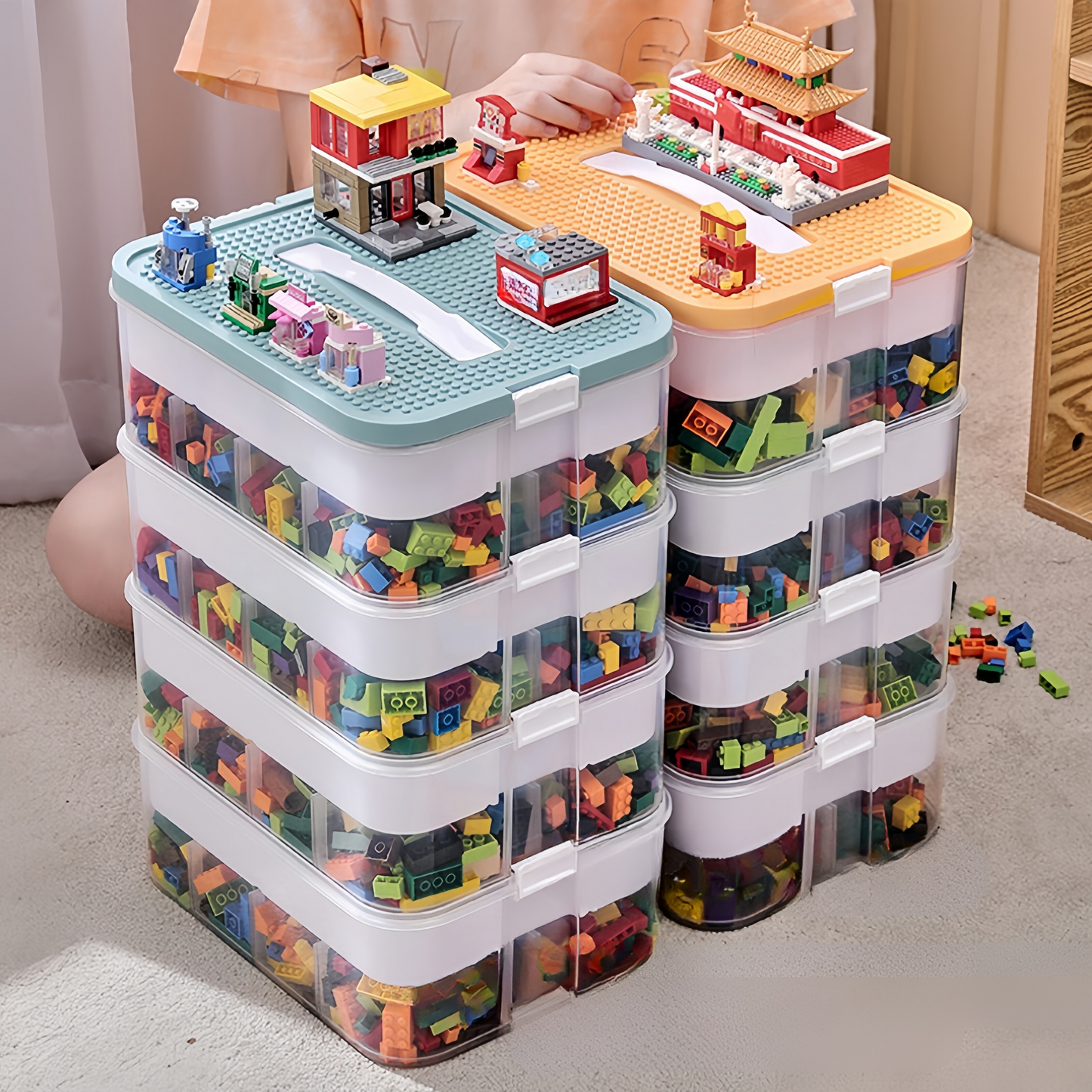Stackable Storage Organizer Box with Lid – Multi-Layer Storage for Toys, Snacks & Everyday Essentials