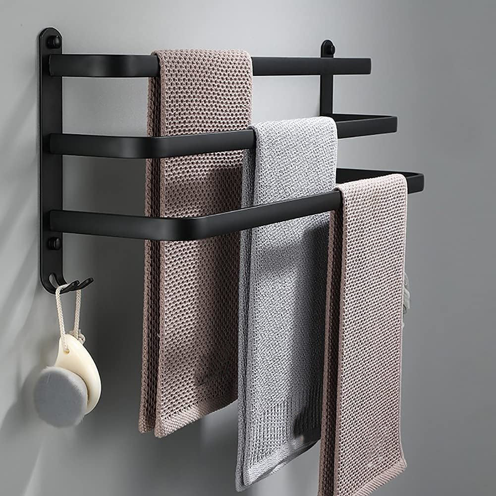 FlexRack Wall-Mounted Bathroom Storage Shelf with Towel Holder – Space-Saving Aluminium Rack
