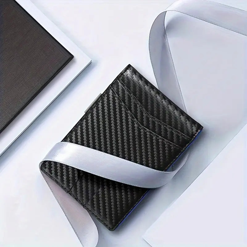 TravelPrime | RFID Blocking Slim Travel Wallet – Carbon Look Minimalist Bi-Fold for Men