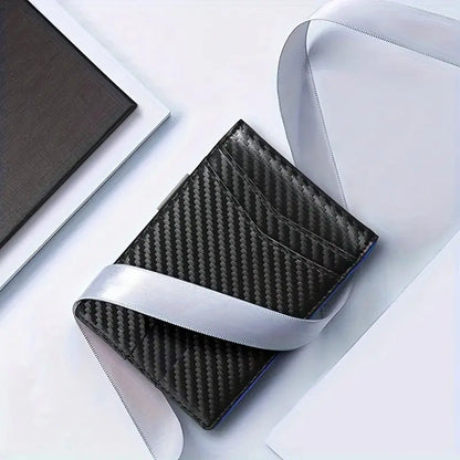 TravelPrime | RFID Blocking Slim Travel Wallet – Carbon Look Minimalist Bi-Fold for Men