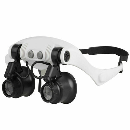 Adjustable Headband Magnifier with LED Light & 8 Lenses – Perfect for Jewelry, Watch Repair & Engraving