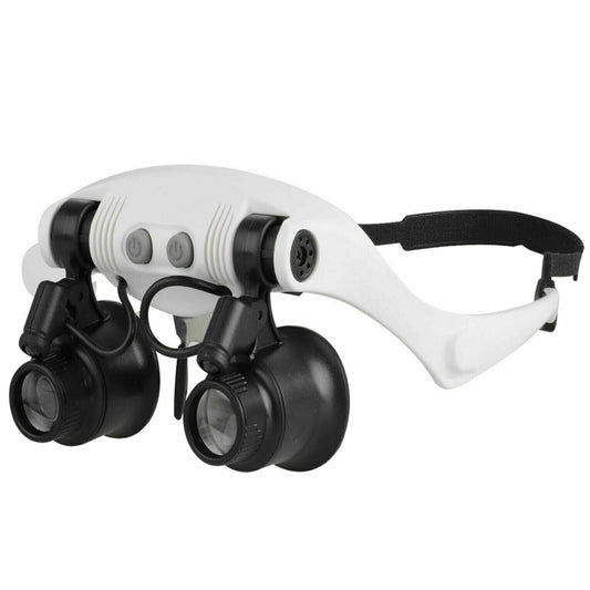 Adjustable Headband Magnifier with LED Light & 8 Lenses – Perfect for Jewelry, Watch Repair & Engraving