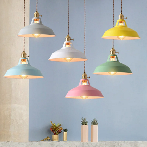 PastelAura – Vintage Pastel Metal Pendant Light for a Soft & Stylish Ambience