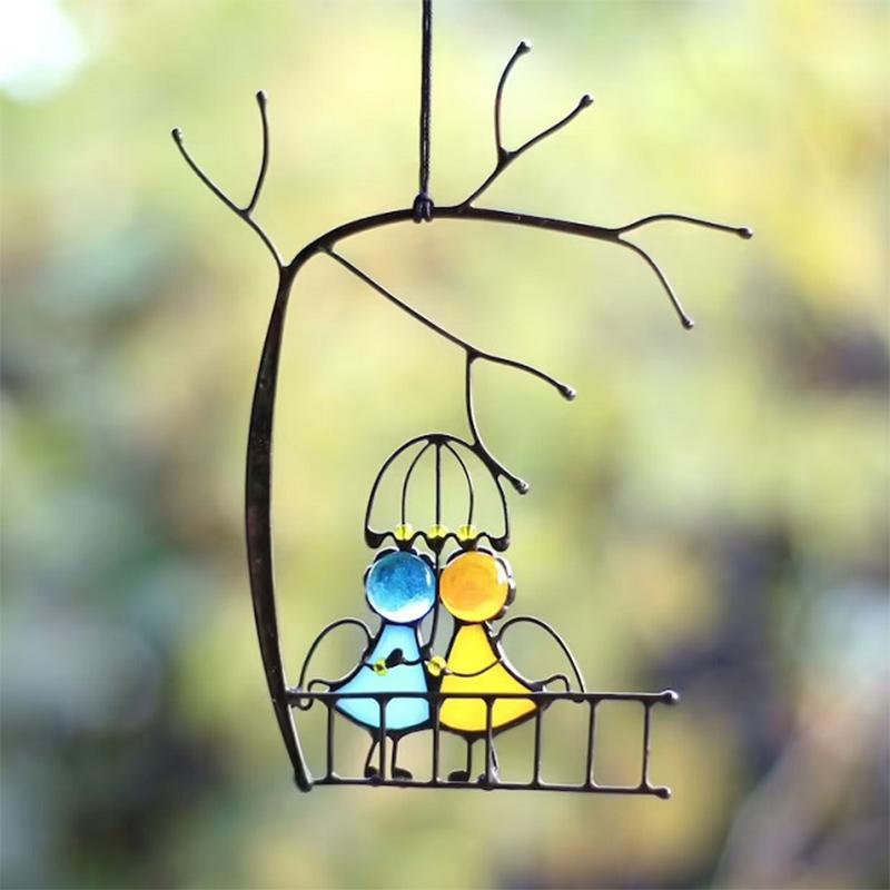 Stained Glass Sun Catcher – Hand-Painted Hanging Angel Window Ornament