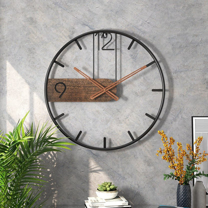 Steel-Walnut Wall Clock | Modern Industrial Design with Walnut Wood