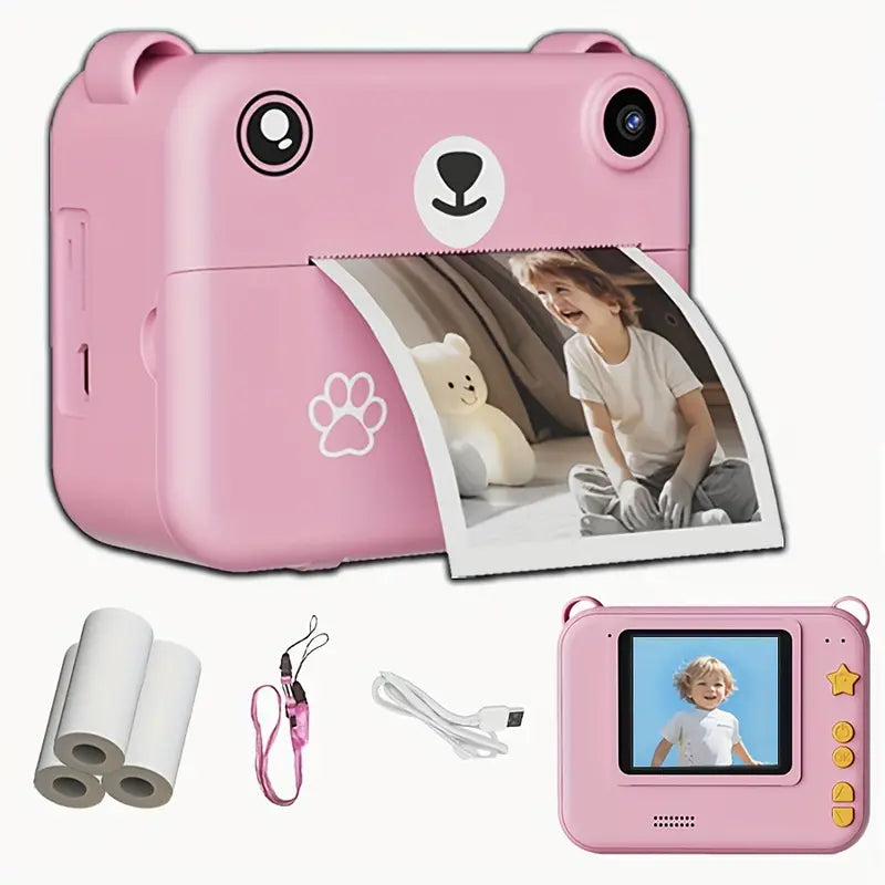 SnapKid Instant Print Camera for Kids – 1080P HD Photo & Video with Printing Paper & USB Charger