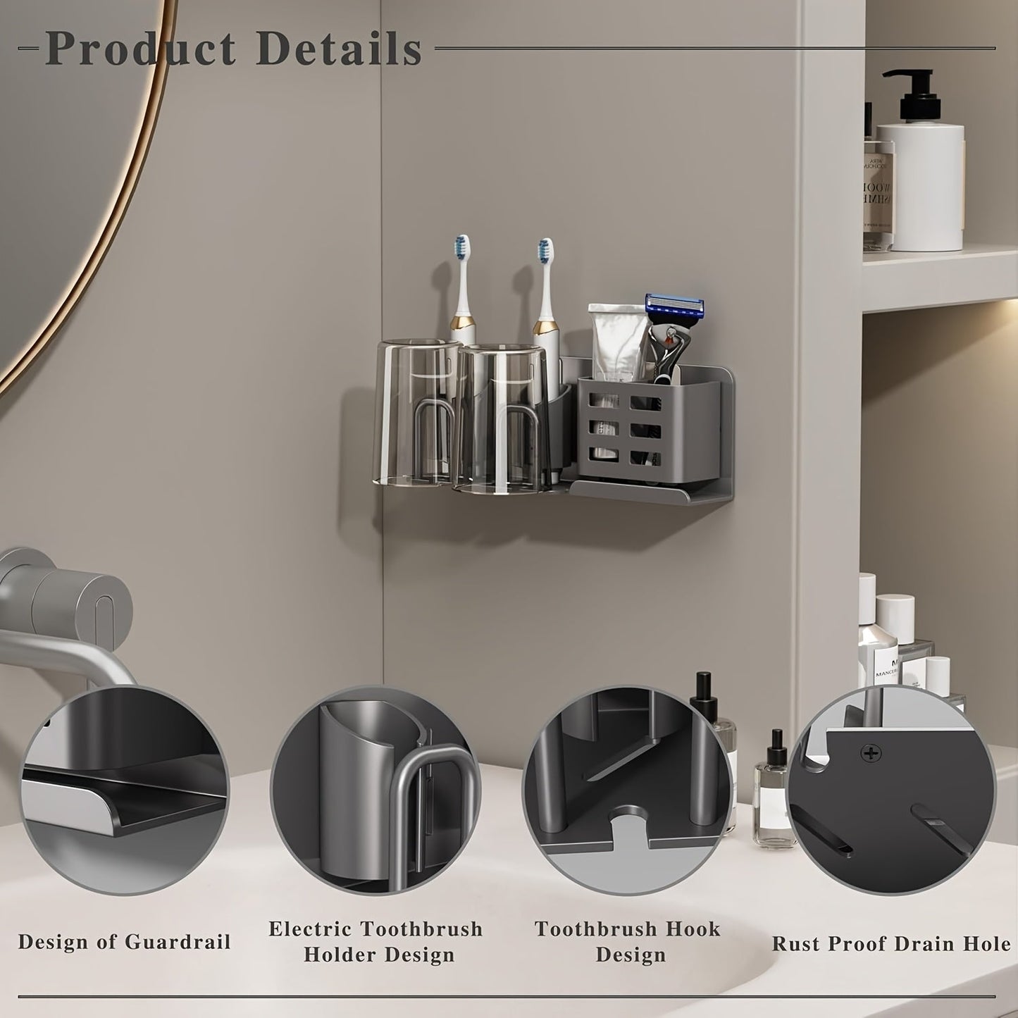 BristleHub Wall-Mounted Electric Toothbrush Holder – Aluminium Bathroom Organiser with Drainage Holes