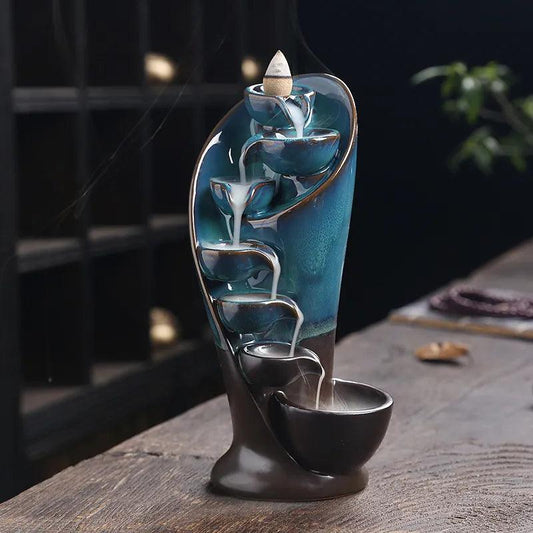 Handcrafted Torch Incense Waterfall – Ceramic Backflow Incense Burner