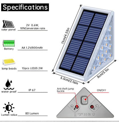 2-Pack Triangular Solar Step Lights – IP67 Waterproof LED Outdoor Garden Lights