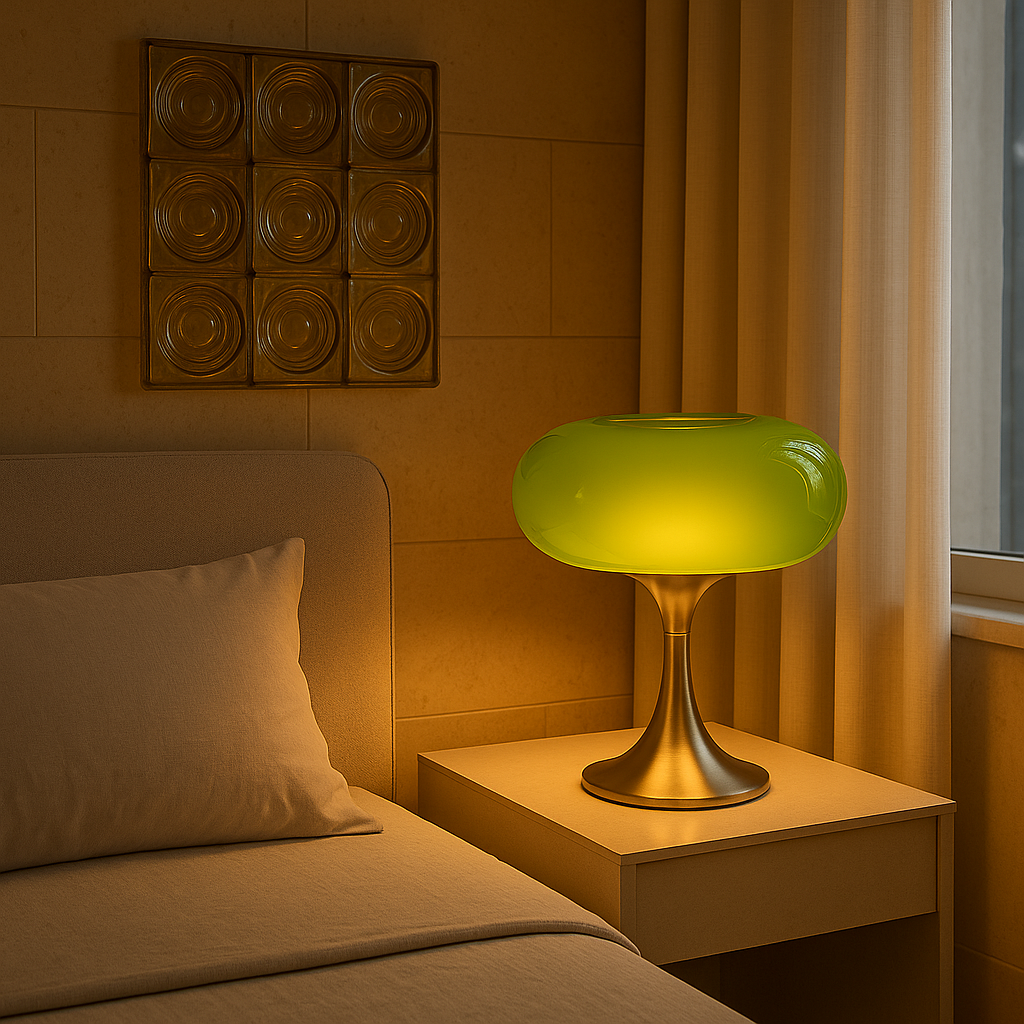 RetroGlow Table Lamp – Bauhaus Style Glass & Iron Lamp with Warm Light | E27 | 90–260V
