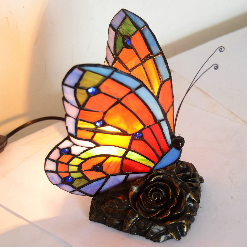 ElegantGlow - Ambient Bedside Lamp with Butterfly Top & Rose Base