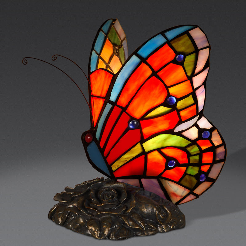 ElegantGlow - Ambient Bedside Lamp with Butterfly Top & Rose Base