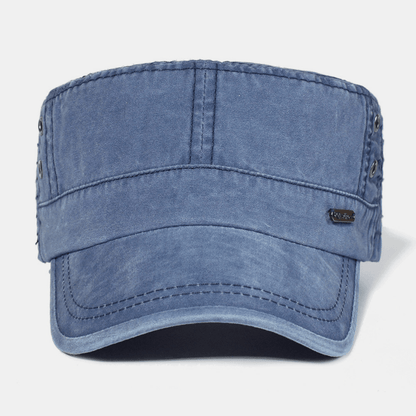 Adjustable Washed Cotton Military Flat Cap for Men – Classic Army Style Hat