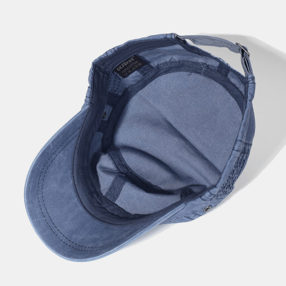 Adjustable Washed Cotton Military Flat Cap for Men – Classic Army Style Hat