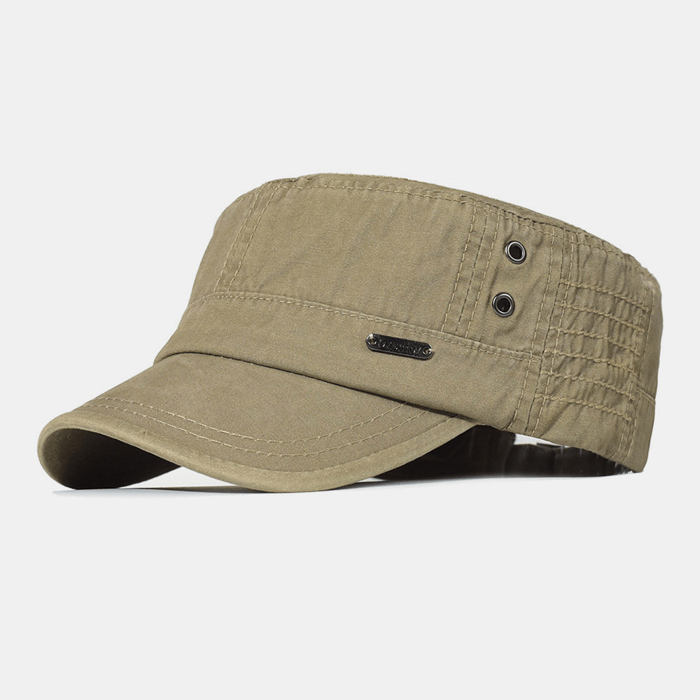 Adjustable Washed Cotton Military Flat Cap for Men – Classic Army Style Hat