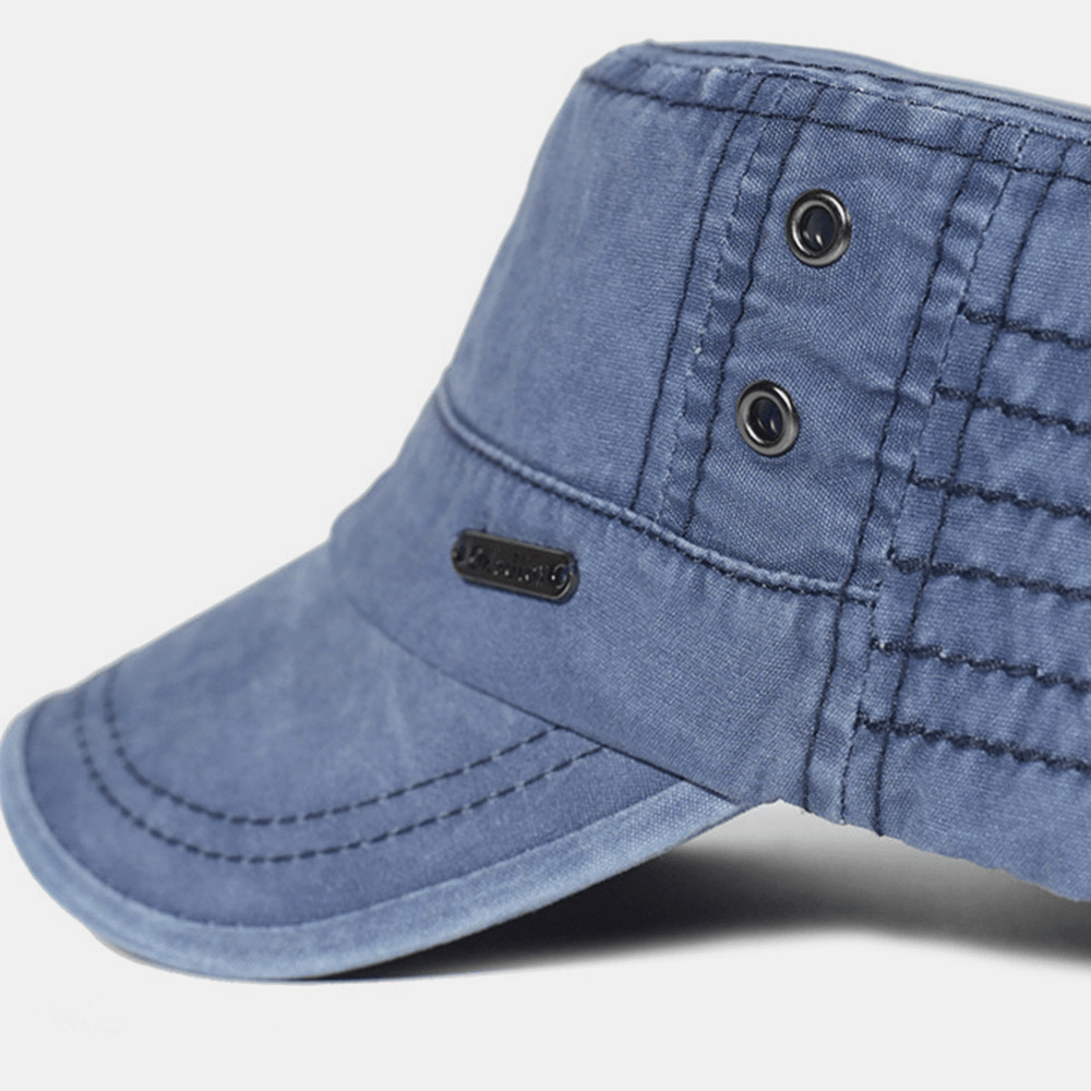 Adjustable Washed Cotton Military Flat Cap for Men – Classic Army Style Hat