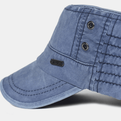 Adjustable Washed Cotton Military Flat Cap for Men – Classic Army Style Hat