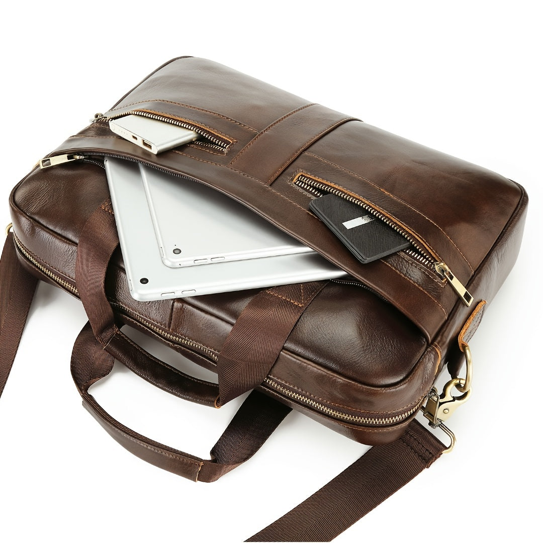 Ventolini Genuine Leather Men's Shoulder Bag – Adjustable Strap Crossbody with Spacious Interior