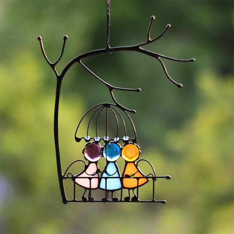 Stained Glass Sun Catcher – Hand-Painted Hanging Angel Window Ornament
