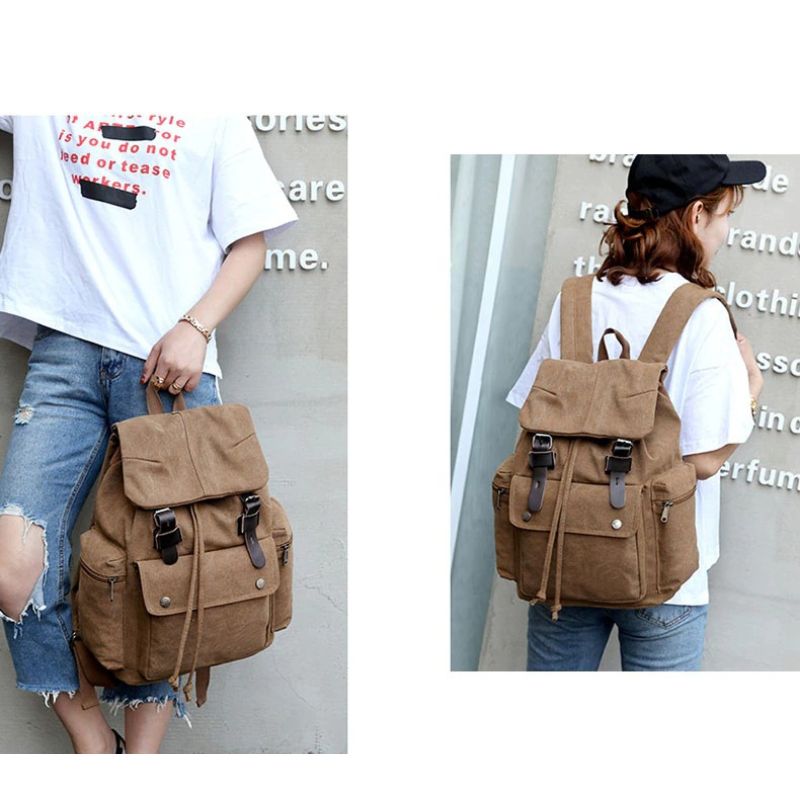 Sturdy Vintage Canvas Backpack – 40x30x15 cm | Large Capacity Travel, Work & School Rucksack