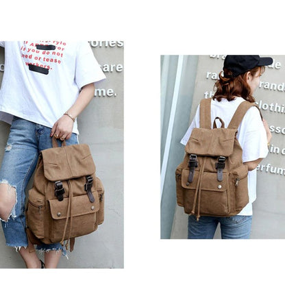 Sturdy Vintage Canvas Backpack – 40x30x15 cm | Large Capacity Travel, Work & School Rucksack