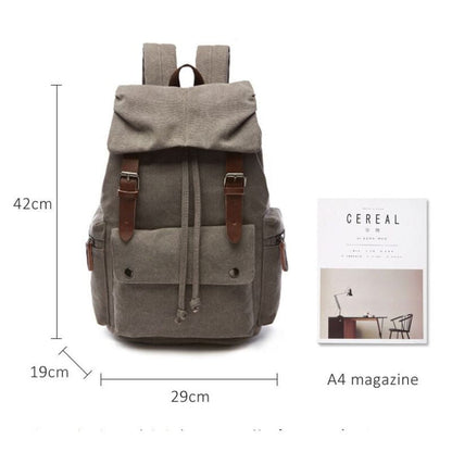 Sturdy Vintage Canvas Backpack – 40x30x15 cm | Large Capacity Travel, Work & School Rucksack