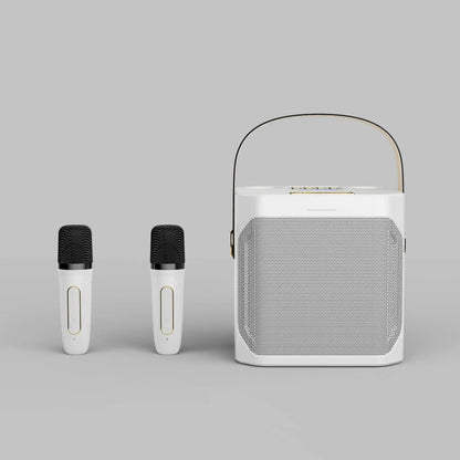 Karaoke Bluetooth Speaker – 360° Surround Wireless Subwoofer with Dual Mics