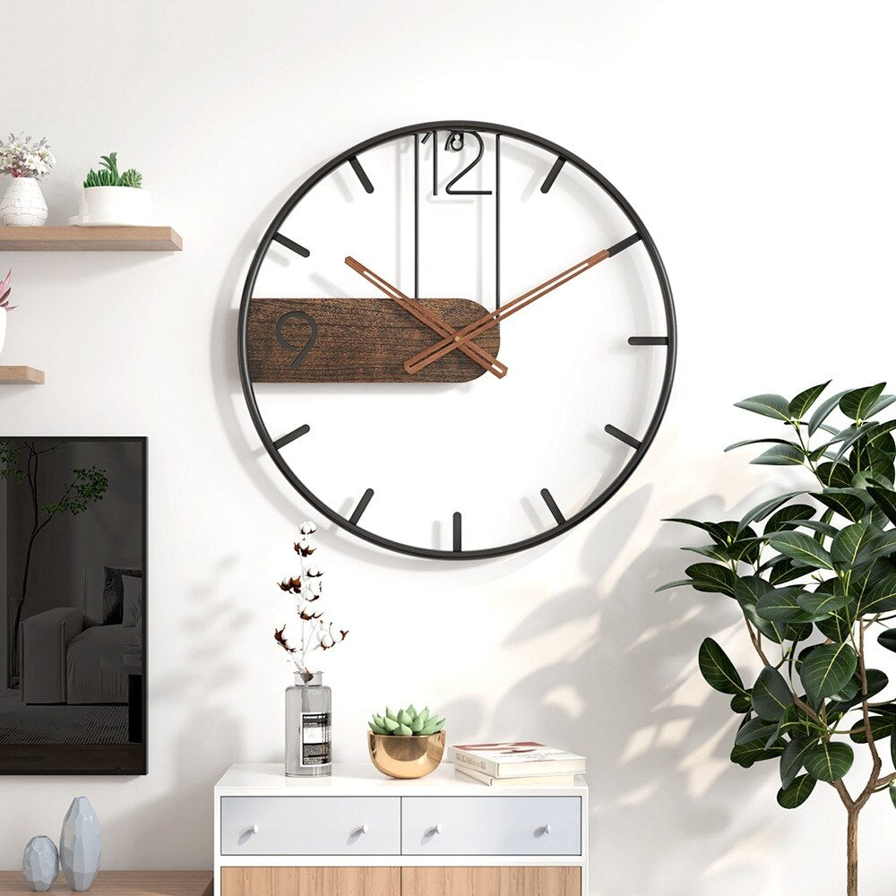 Steel-Walnut Wall Clock | Modern Industrial Design with Walnut Wood