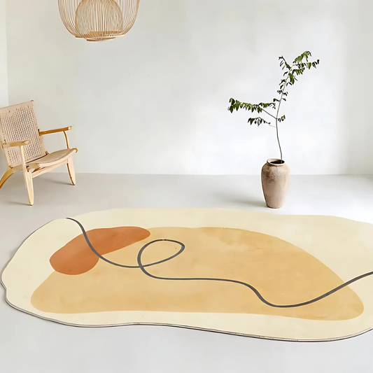 Soft Washable Rug – Modern Living Room Carpet with Irregular Design