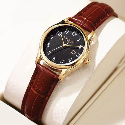 Elegant Women’s Watch – Quartz Wristwatch with Faux Leather Strap | Perfect Gift for Her