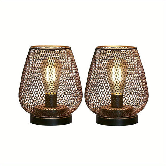 AuroraMesh Table Lamp Set – Industrial Style with Warm Ambient Lighting