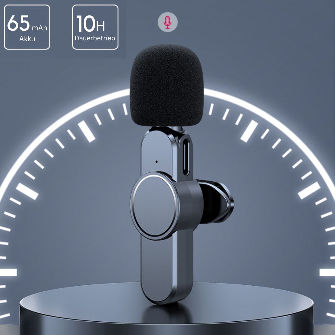 Wireless Mini Microphone for Smartphone – Lavalier Mic with Noise Reduction & 10h Battery