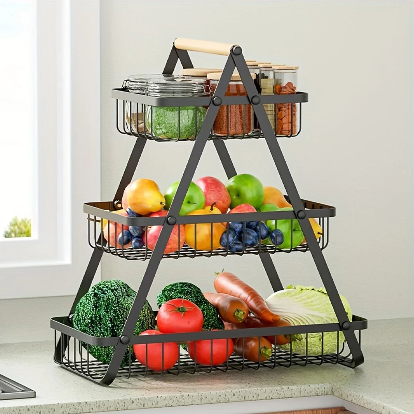 3-Tier Fruit Basket Stand – Space-Saving Kitchen Storage
