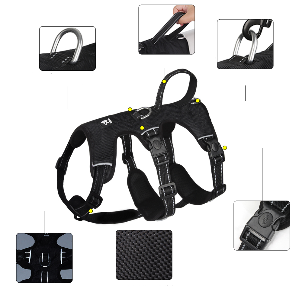 GripGuard Reflective No-Pull Dog Harness – Escape-Proof and Adjustable for Safe Walks
