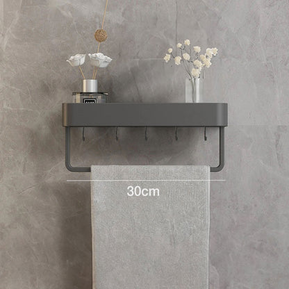 Modern Grey Bathroom Shelf – Stylish Wall-Mounted Storage with Optional Towel Rail