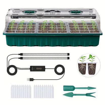 Indoor Seed Starter Kit with LED Grow Light & Adjustable Humidity Dome – 36-Cell Tray for Home Gardening