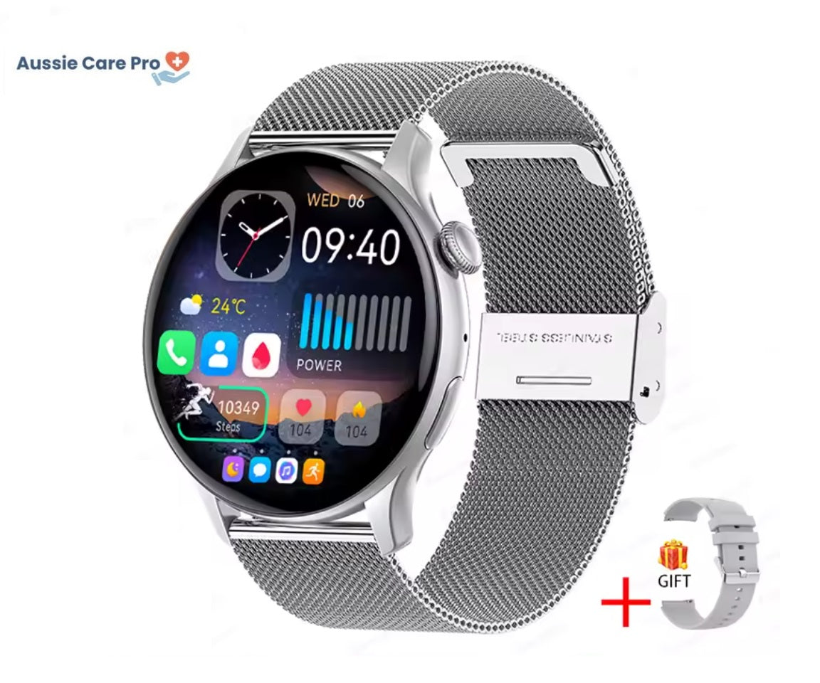 Smart Gold Women’s Smartwatch – Elegant Stainless Steel Design with Activity Tracking & Notifications