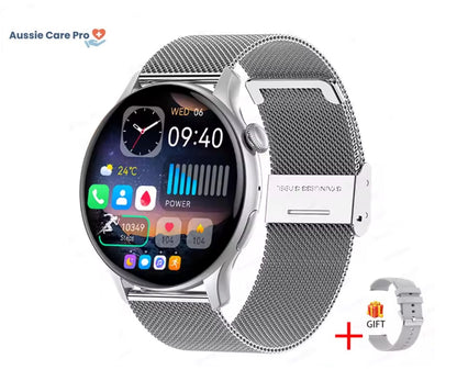 Smart Gold Women’s Smartwatch – Elegant Stainless Steel Design with Activity Tracking & Notifications