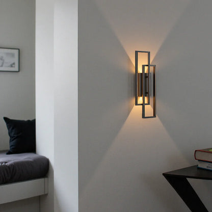 Modern Geometric LED Wall Light – Rectangle Design with Remote Dimming (Black or Copper Finish)