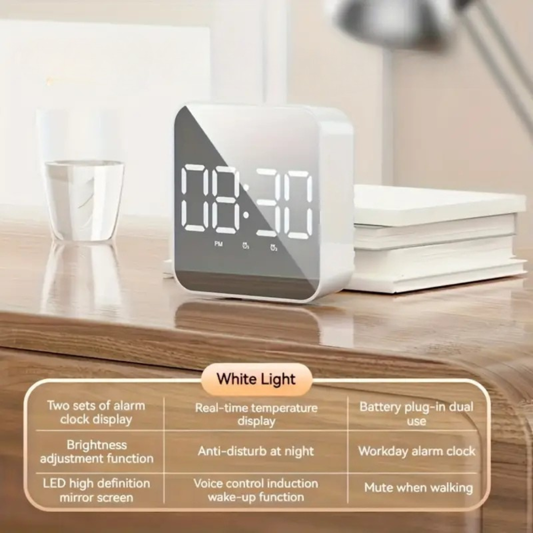 Smart LED Alarm Clock – Voice Control Digital Clock with Temperature Display
