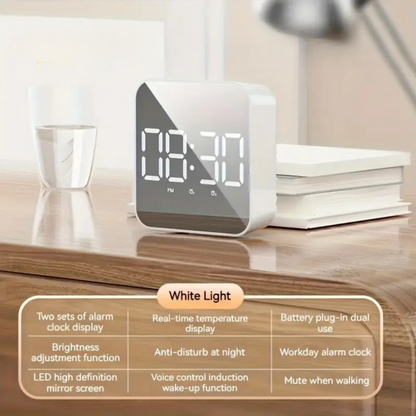 Smart LED Alarm Clock – Voice Control Digital Clock with Temperature Display