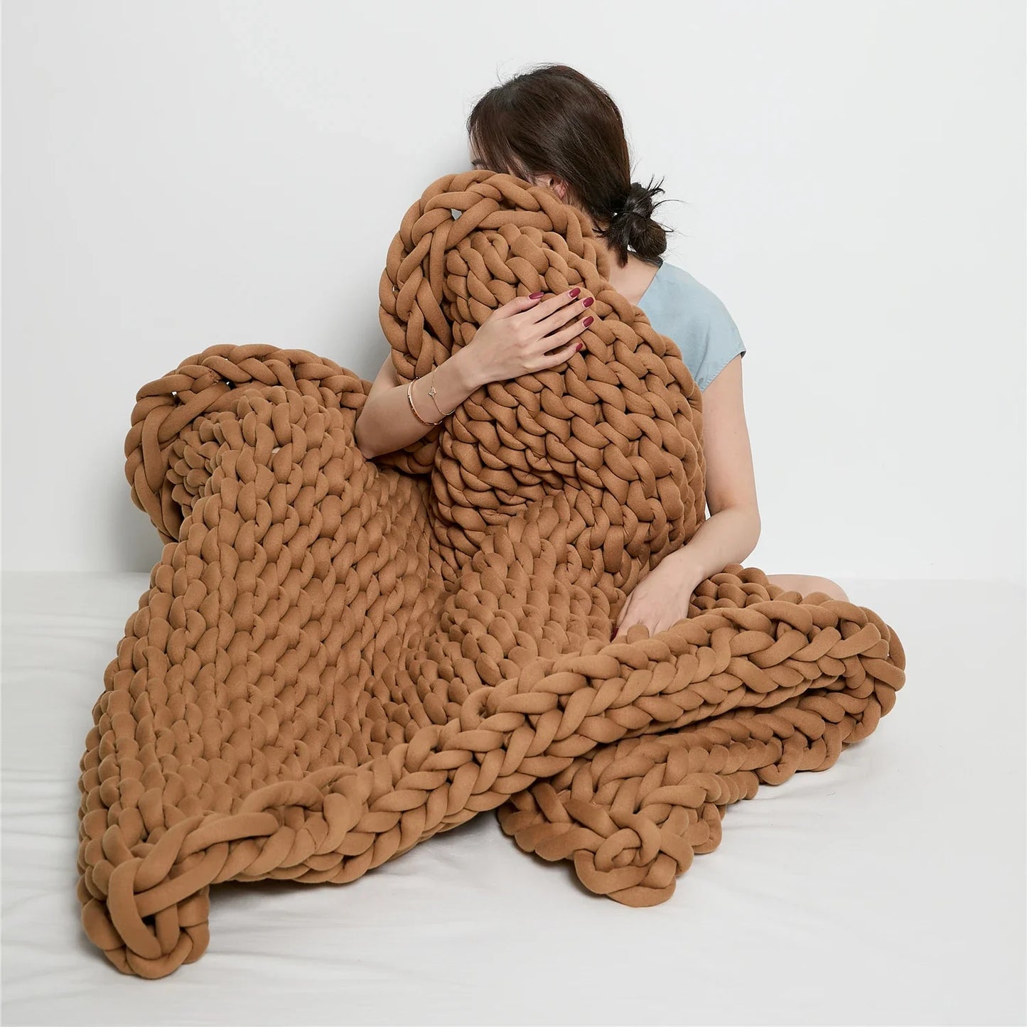 Chunky Knit Handmade Weighted Throw – Ultra-Cozy & Stylish Blanket