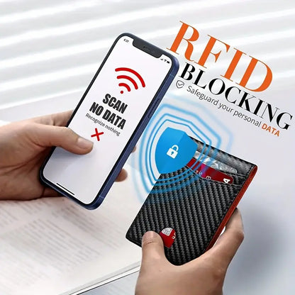 TravelPrime | RFID Blocking Slim Travel Wallet – Carbon Look Minimalist Bi-Fold for Men
