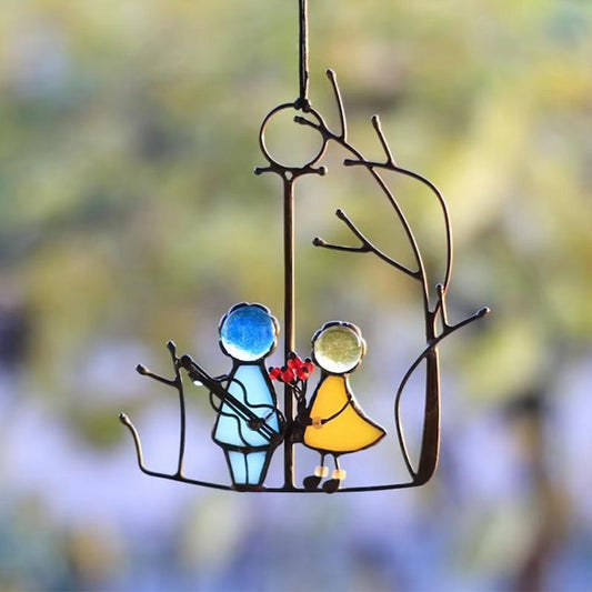 Stained Glass Sun Catcher – Hand-Painted Hanging Angel Window Ornament