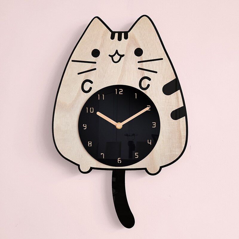 Cat Lover - Swinging Wall Clock with Cat Motif