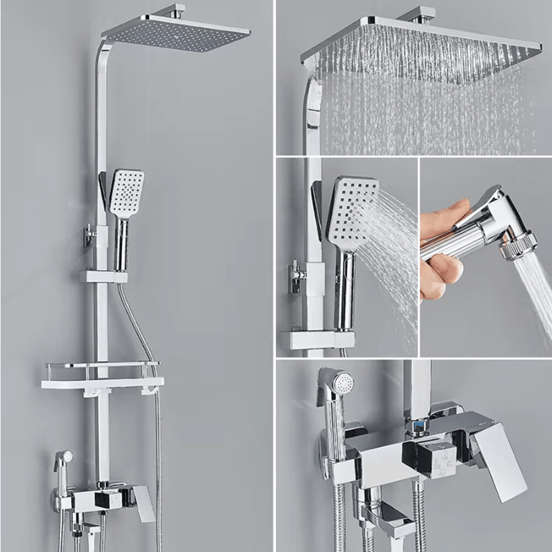 HydraLux Brass Rain Shower Set – 4-in-1 Adjustable Mixer with Luxury Chrome Finish