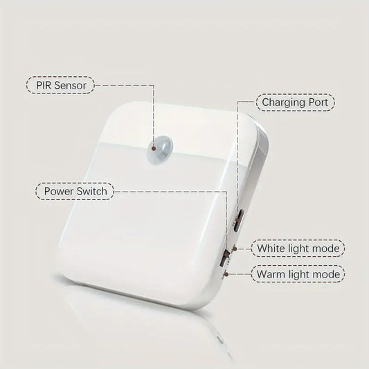 Tech LED Motion Sensor Night Light – USB-C Rechargeable, Wall-Mount, 3 Light Modes