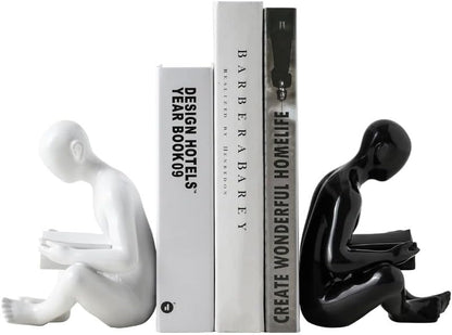 StoryKeeper – Nordic Bookend Sculpture of a Reading Man – Artistic Resin Desk Decor for Books, Magazines & Office Spaces